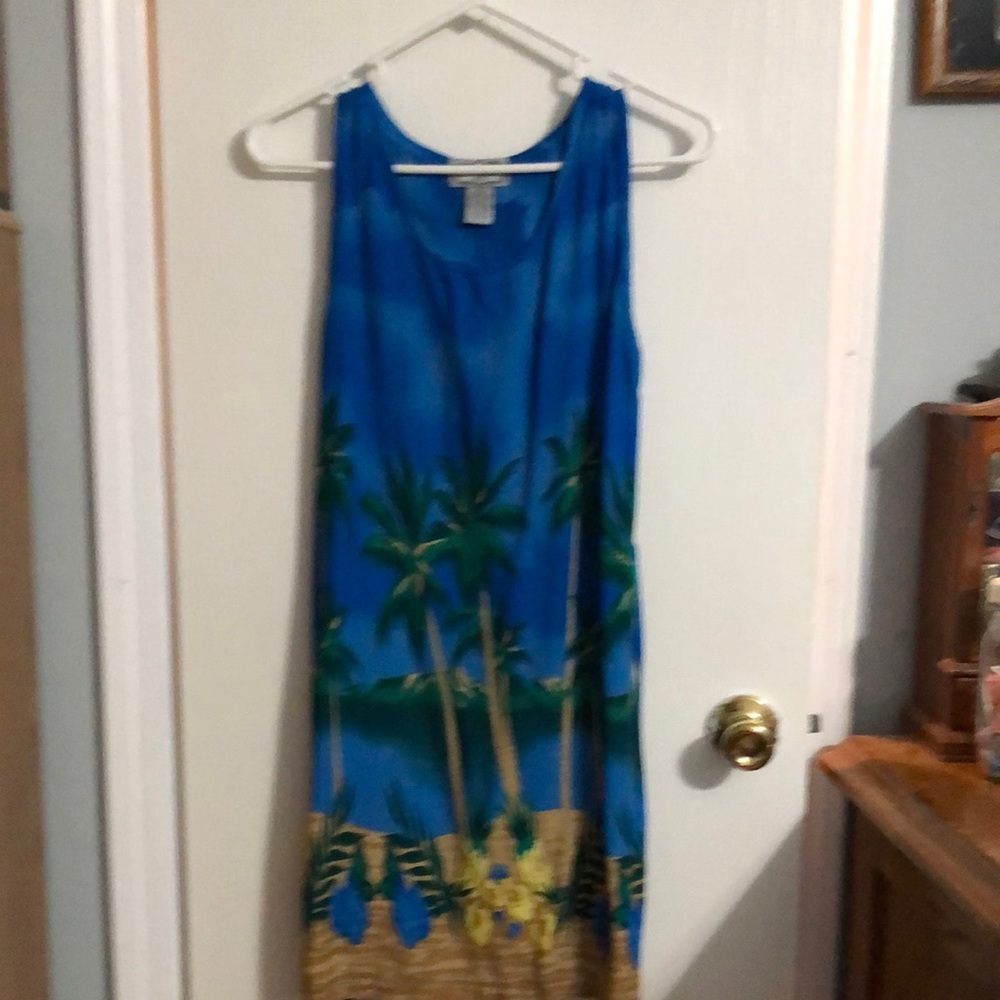 Tropical Blue Sleeveless Dress#6044